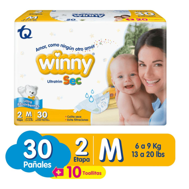 PAÑALES ULTRATRIM SEC ETAPA 2 X 30 +TOALLITAS HUMEDAS ALOE X10