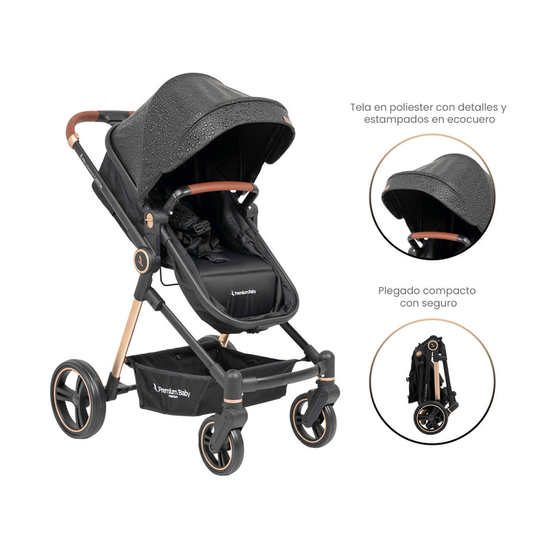 COCHE TIPO CUNA ASTON PREMIUM BABY NEGRO CAFE