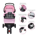 COCHE JOGGER + PAÑALERA MLN PRIORI ROSADO