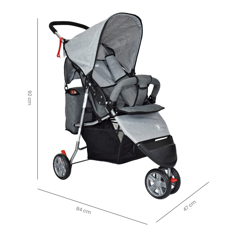 COCHE JOGGER + PAÑALERA MLN PRIORI GRIS