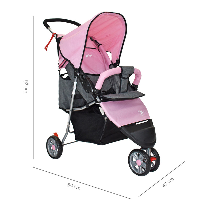 COCHE JOGGER + PAÑALERA MLN PRIORI ROSADO