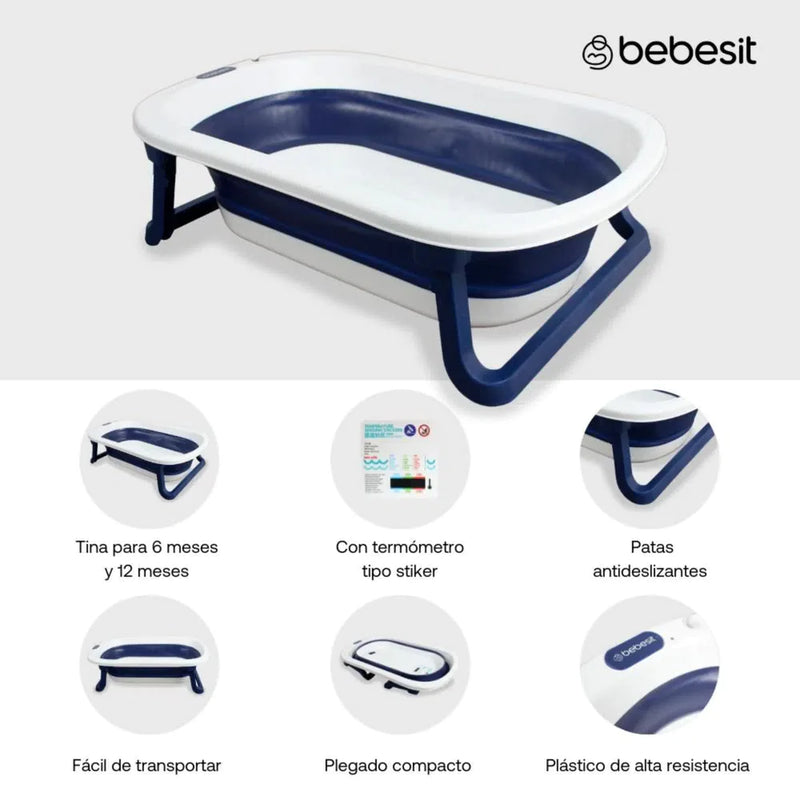 BAÑERA PLEGABLE JELLY 1614 AZUL BEBESIT-