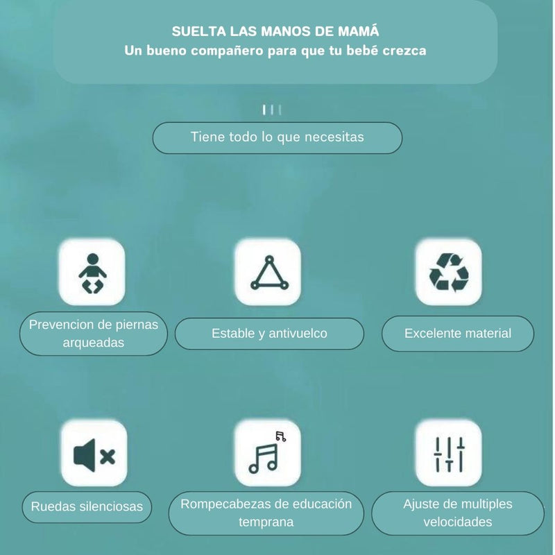 CAMINADOR PARA BEBÉ CON JUEGOS INTERACTIVOS Y ALTURA AJUSTABLE VERDE Y-W402 MUNBE