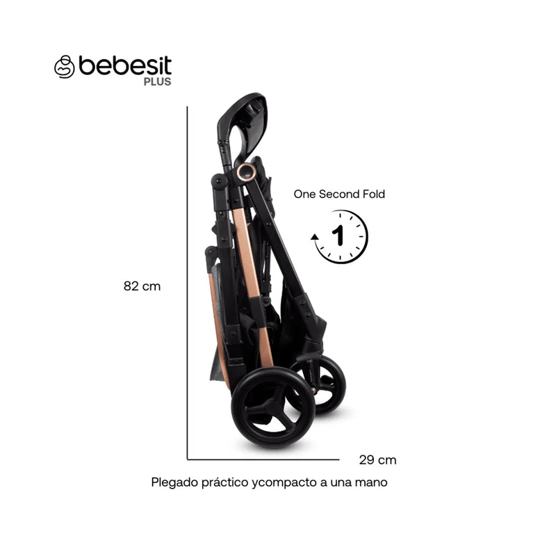 COCHE REVERSIBLE CITY JC100 - BEIGE BEBESIT