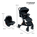 COCHE TRAVEL SYSTEM COMPACTO PIXEL JTS602 BEBESIT NEGRO -