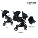 COCHE TRAVEL SYSTEM COMPACTO PIXEL JTS602 BEBESIT NEGRO -