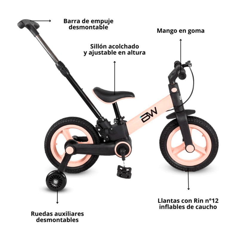 BICICLETA 4 EN 1 REVOLT PLEGABLE PINK EMM112P PRINSEL