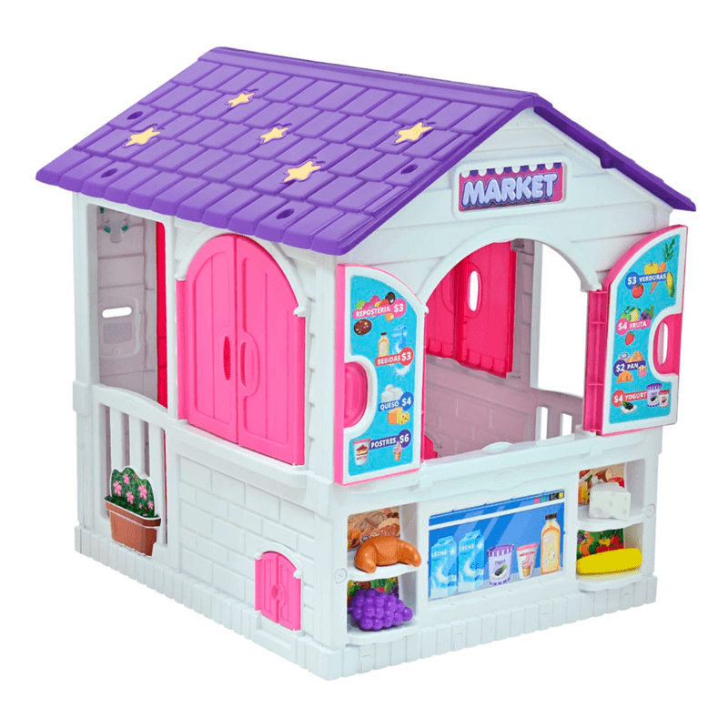 PREVENTA: Casita Infantil PRIN4080 2 en 1 para Niñas PRIN4080Playhouse y Supermercado Prinsel
