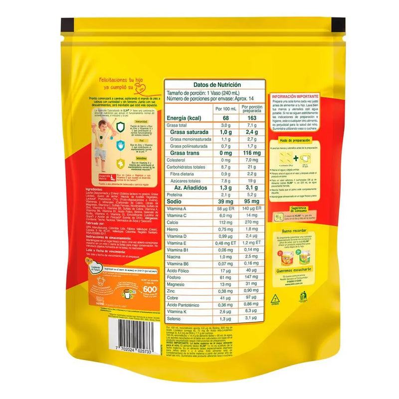 LECHE KLIM 1+ DHA X 500 GR NESTLE