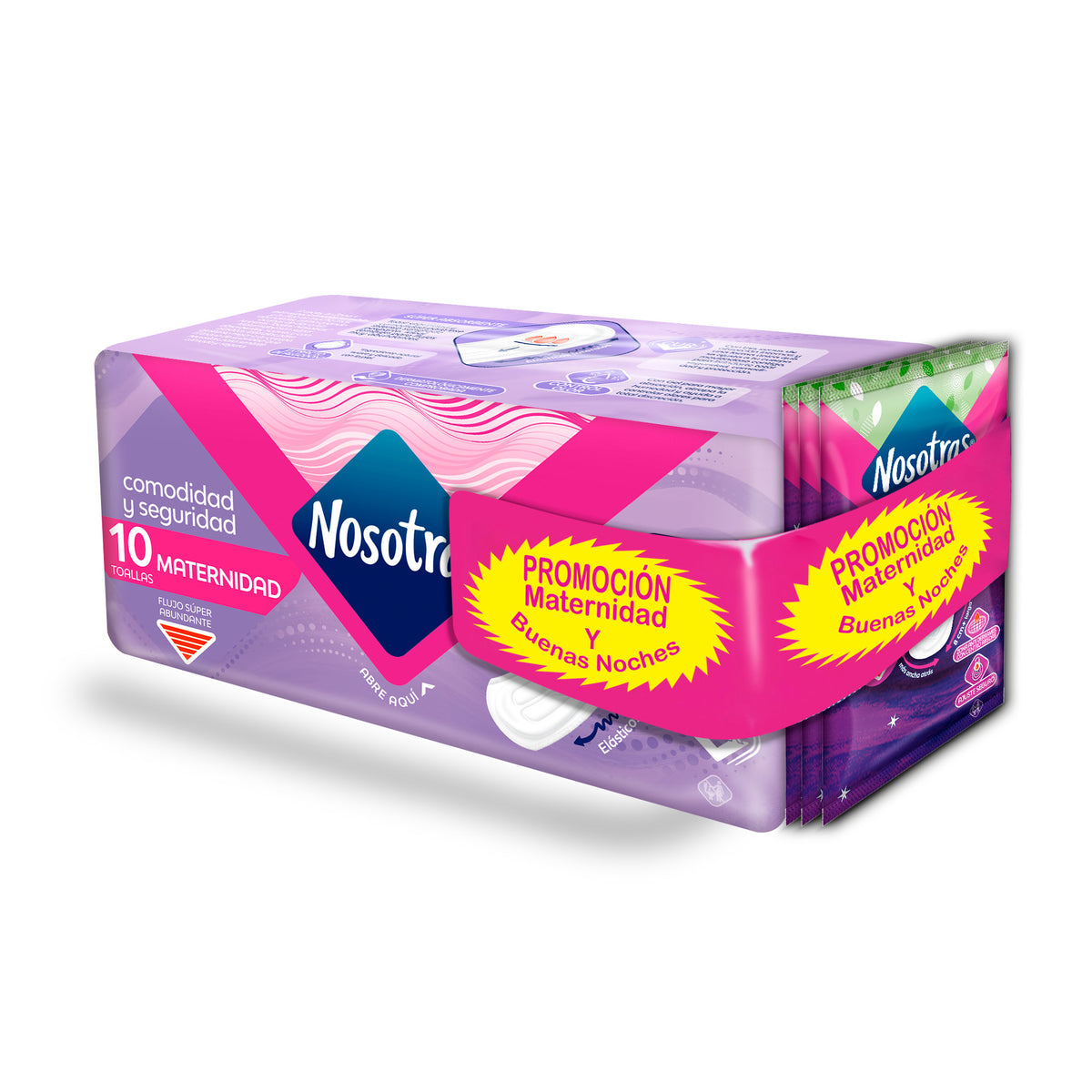 TOALLAS MATERNAS X10 UND GRATIS TOALLAS BUENAS NOCHES NOSOTRAS