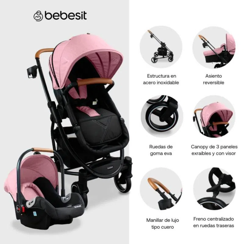 COCHE TRAVEL SYSTEM PRIMA SL461A BEBESIT ROSADO-