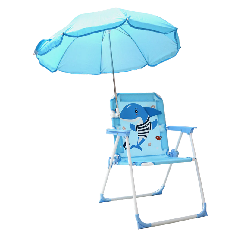 SILLA PLAYERA CON SOMBRILLA PARA NIÑOS ESTAMPADO DE TIBURON 093-557 MUNBE