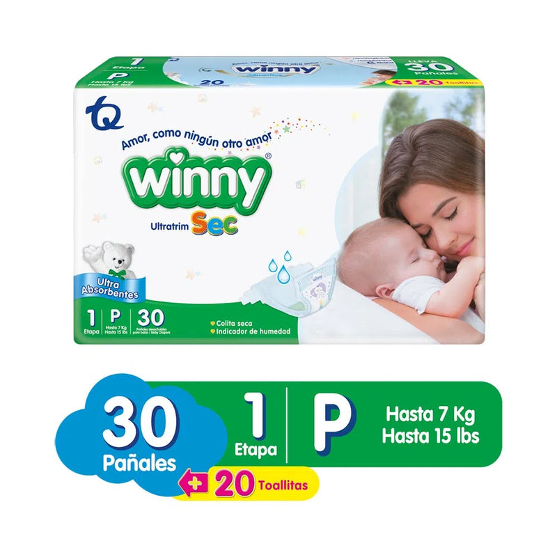 PAÑAL SEC ETAPA 1 X30 +TOALLITAS HÚMEDAS X20 ALOE WINNY