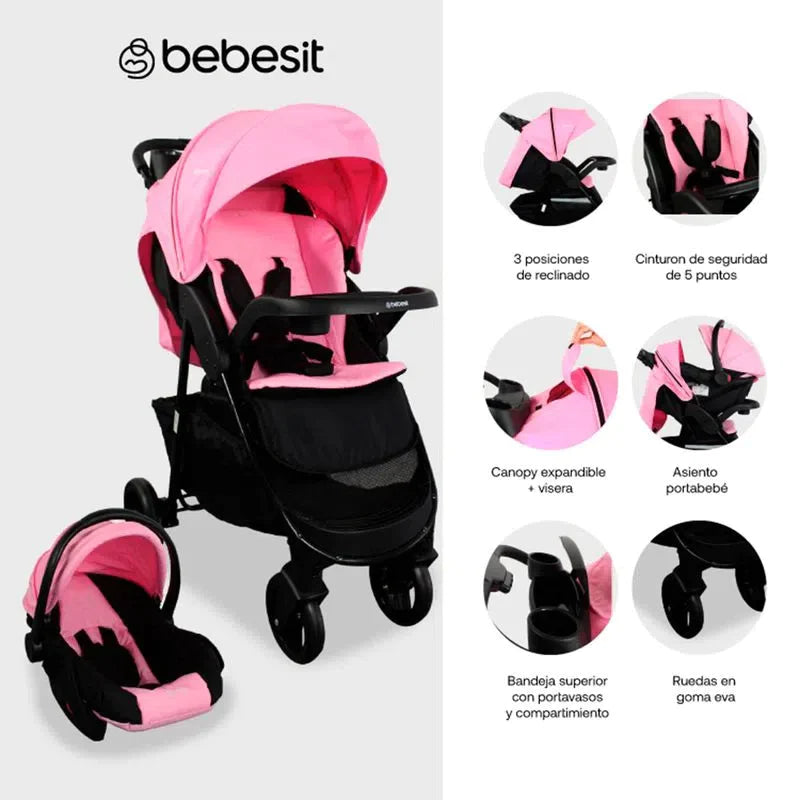 COCHE TRAVEL SYSTEM SIENNA 5282 - ROSADO BEBESIT