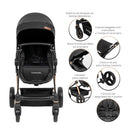 COCHE TIPO CUNA ASTON PREMIUM BABY NEGRO