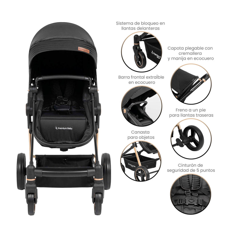 COCHE TIPO CUNA ASTON PREMIUM BABY NEGRO
