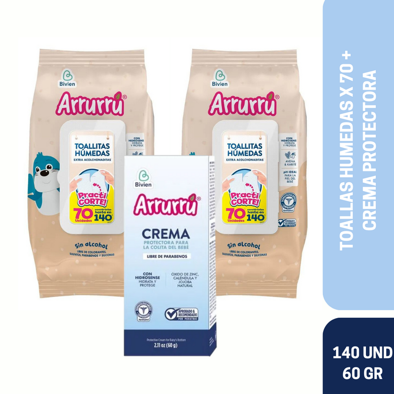 TOALLAS AVENA X70 X2 + CREMA PROTECTORA X60 AAB388 ARRURRÚ