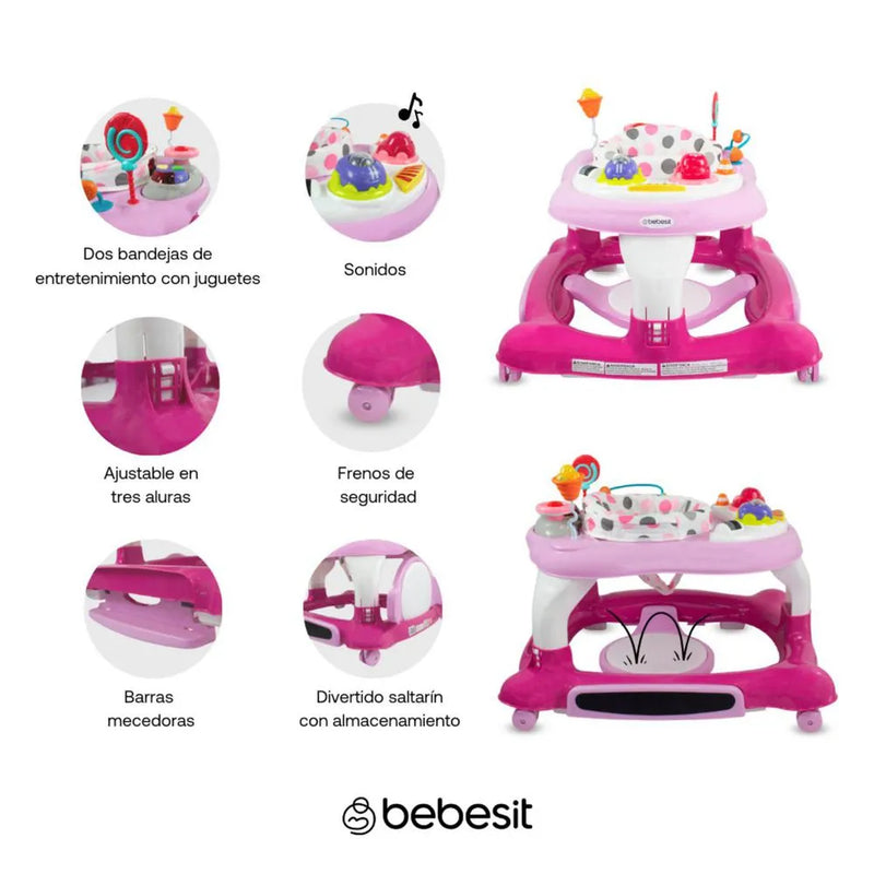 CAMINADOR MULTIACTIVIDAD 3EN1 7102 - ROSADO BEBESIT