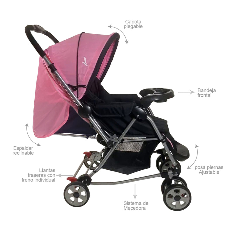 COCHE MECEDORA BALANCE PREMIUM BABY ROSADO