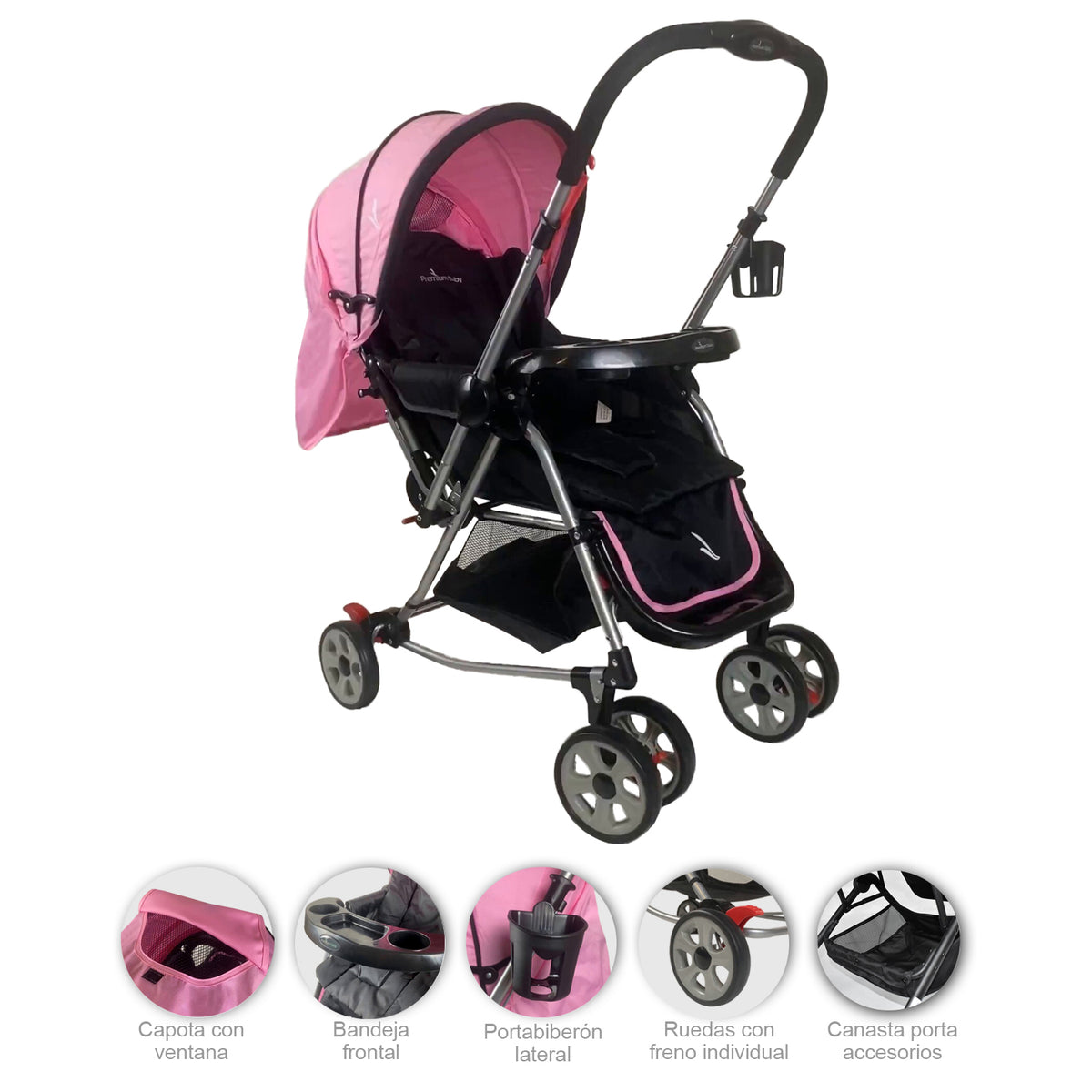 carriola evenflo coppel COCHE MECEDORA BALANCE PREMIUM BABY ROSADO