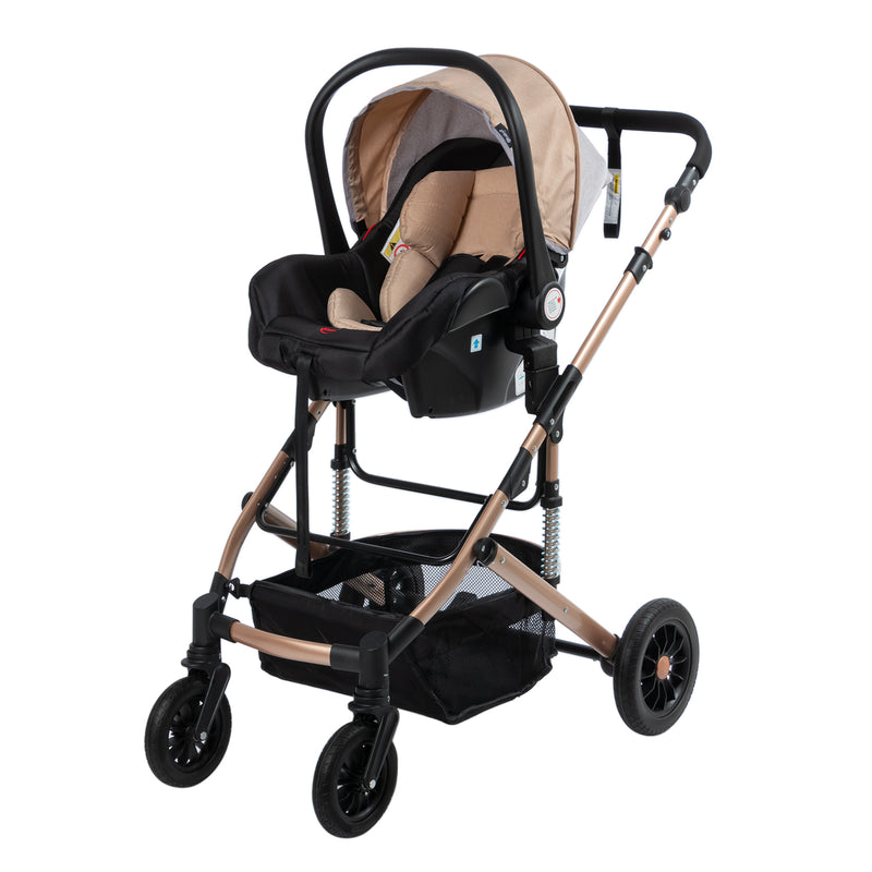 COCHE CUNA MOISES COMFORT + PORTABEBÉ EB147 EBABY BEIGE