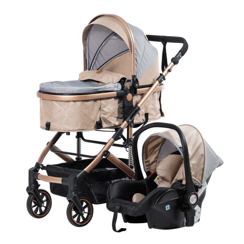 COCHE CUNA MOISES COMFORT + PORTABEBÉ EB147 EBABY BEIGE