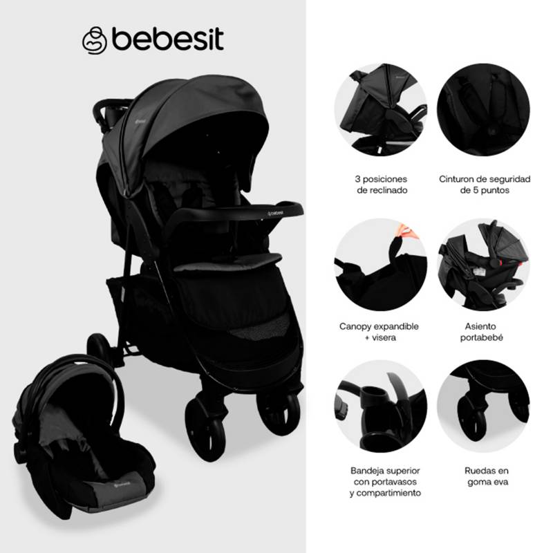 COCHE TRAVEL SYSTEM SIENNA 5282 - NEGRO BEBESIT