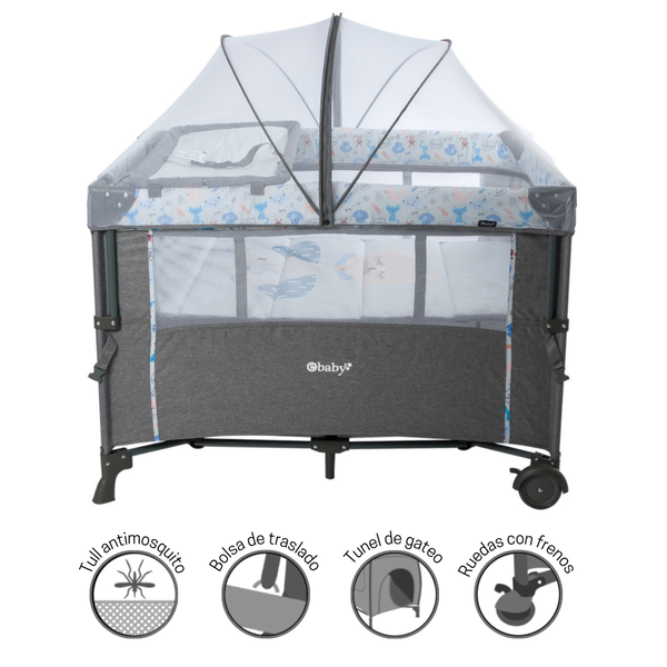 CUNA CORRAL COLECHO NALA EB751-1 OH EBABY GRIS - AZUL