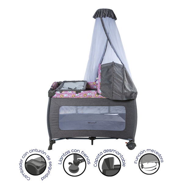 CUNA CORRAL MECEDORA SALLY EB 716-3 EBABY ROSADO