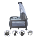 CUNA CORRAL MECEDORA SALLY EB716-3 OH EBABY GRIS - AZUL