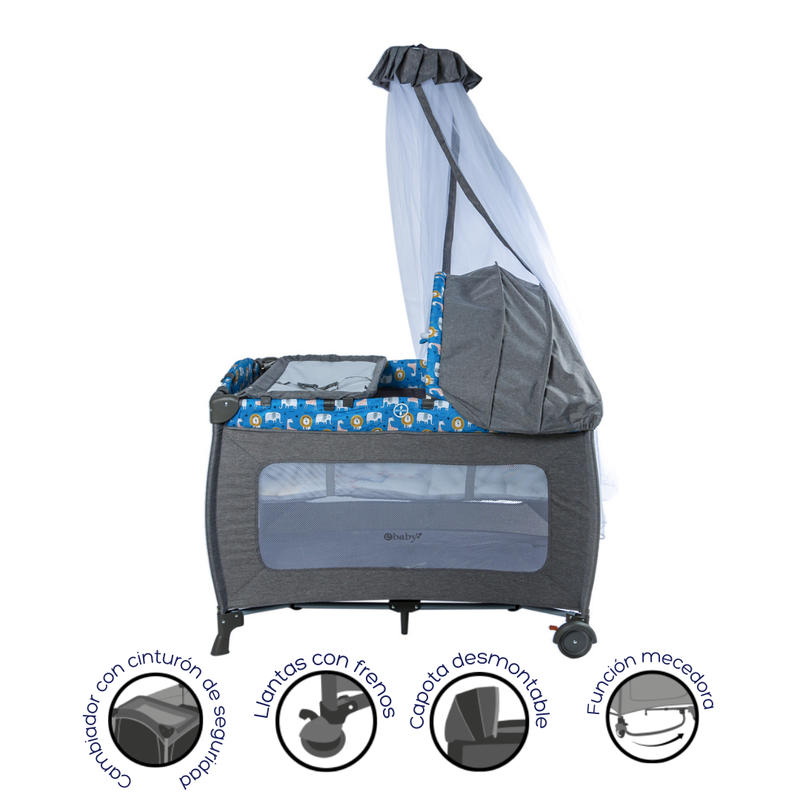 CUNA CORRAL MECEDORA SALLY EB716-3 OH EBABY AZUL