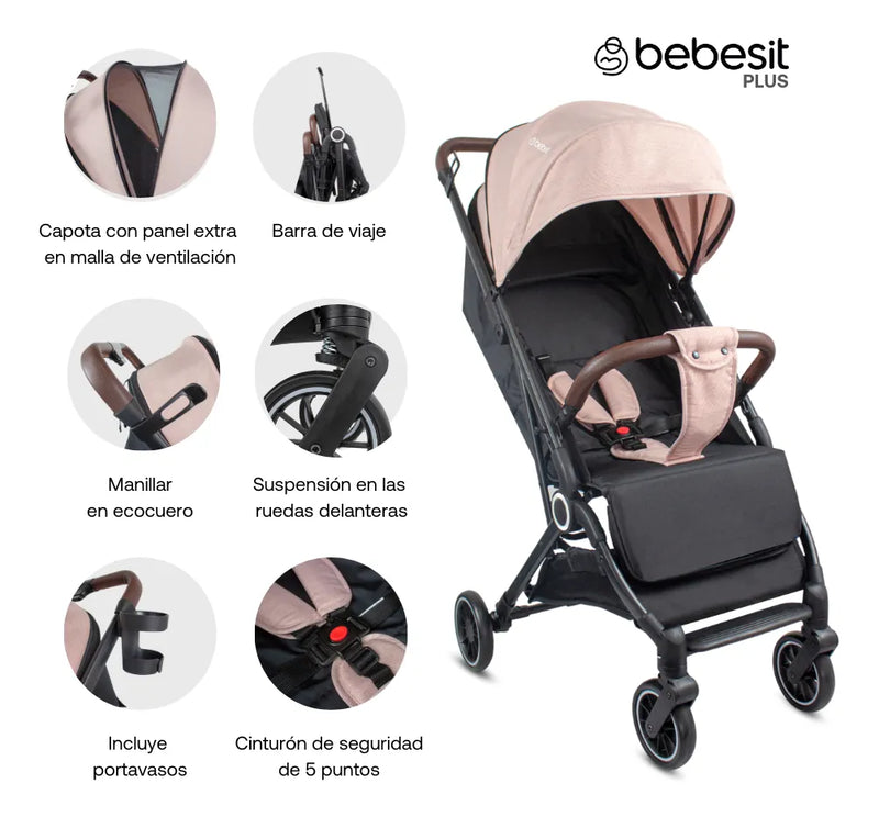 COCHE TRAVEL SYSTEM MICRO JCTSX5 ROSADO BEBESIT