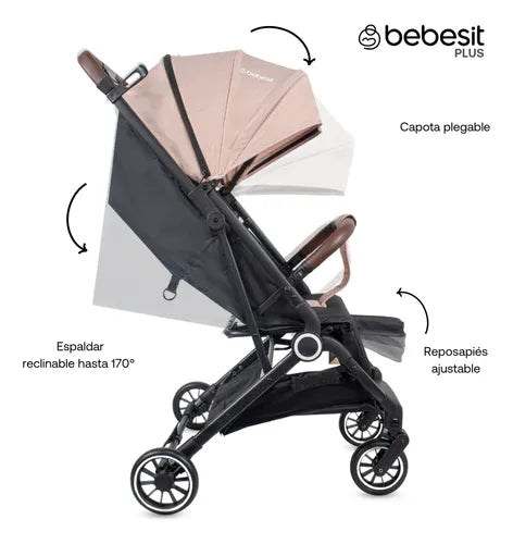 COCHE TRAVEL SYSTEM MICRO JCTSX5 ROSADO BEBESIT
