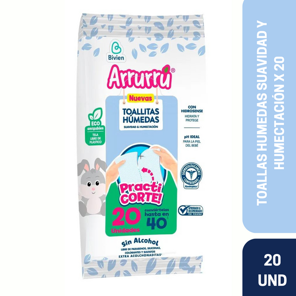 TOALLAS HUMEDAS SUAVIDAD Y HUMECTACIÓN X20 ARRURRU