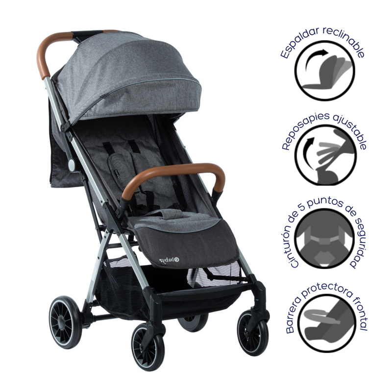 COCHE MALETA SOFI EB1017 EBABY GRIS OSCURO
