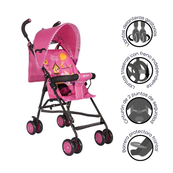 COCHE BASTON FRESH STYLE EB2011-1 EBABY ROSADO