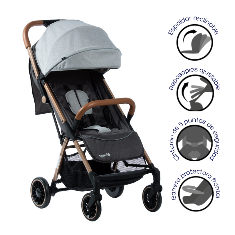 COCHE MALETA SOFI EB1017 EBABY GRIS CLARO