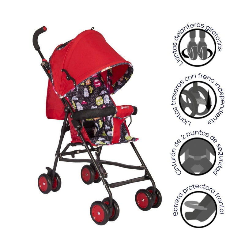 COCHE BASTON FRESH STYLE EB2011-1 EBABY ROJO