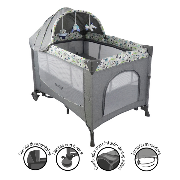 Cuna Corral Dacora Eb750 Ebaby Gris-Azul