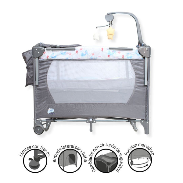 CUNA CORRAL COLECHO P9070-T1 GRIS BABY KAYS