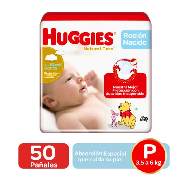 PAÑALES HUGGIES NATURAL CARE ETAPA 1 X50 UND