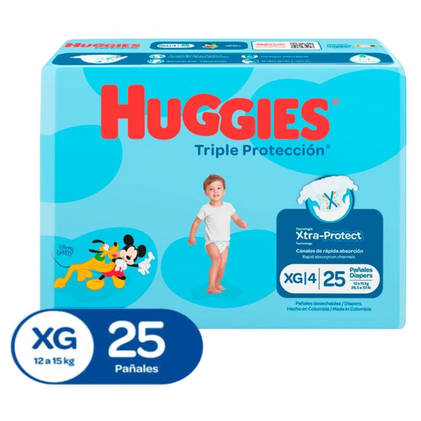 PAÑALES HUGGIES XTRA-PROTECT ETAPA 4 X25 UND