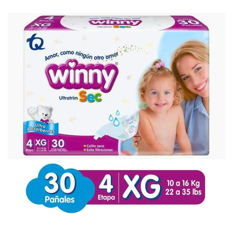 PAÑALES WINNY ULTRATRIM SEC ETAPA 4 X30 UND