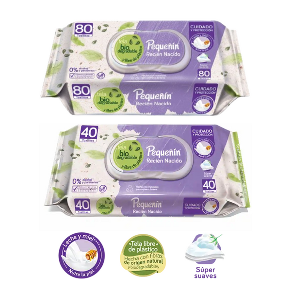 TOALLITAS HUMEDAS PEQUEÑIN RECIEN NACIDO 80+40 UND
