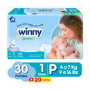 PAÑALES WINNY SENSITIVE ETAPA 1 X30 UND + GRATIS TOALLITAS HÚMEDAS RECIÉN NACIDO X20 UND