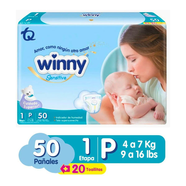 PAÑALES WINNY SENSITIVE GOLD ETAPA X50 GRATIS TOALLITAS HÚMEDAS RE