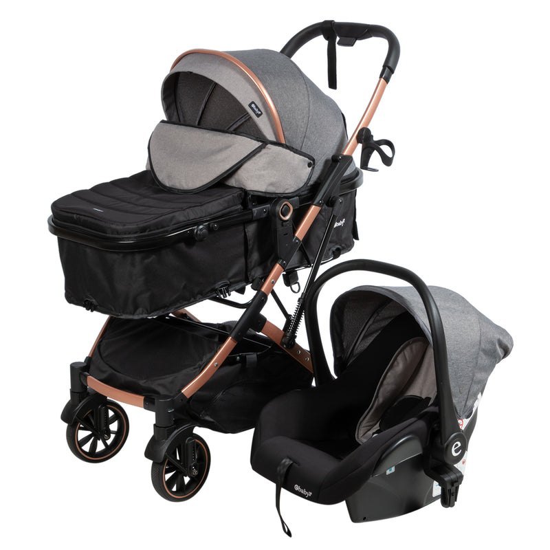 Coche Cuna Moises CLINT + portabebe  EB 155 Gris Ebaby