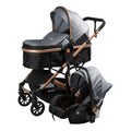 COCHE CUNA MOISÉS CONFORT + PORTABEBÉ FUNCIÓN MALETA EB-R147P-1 GRIS EBABY