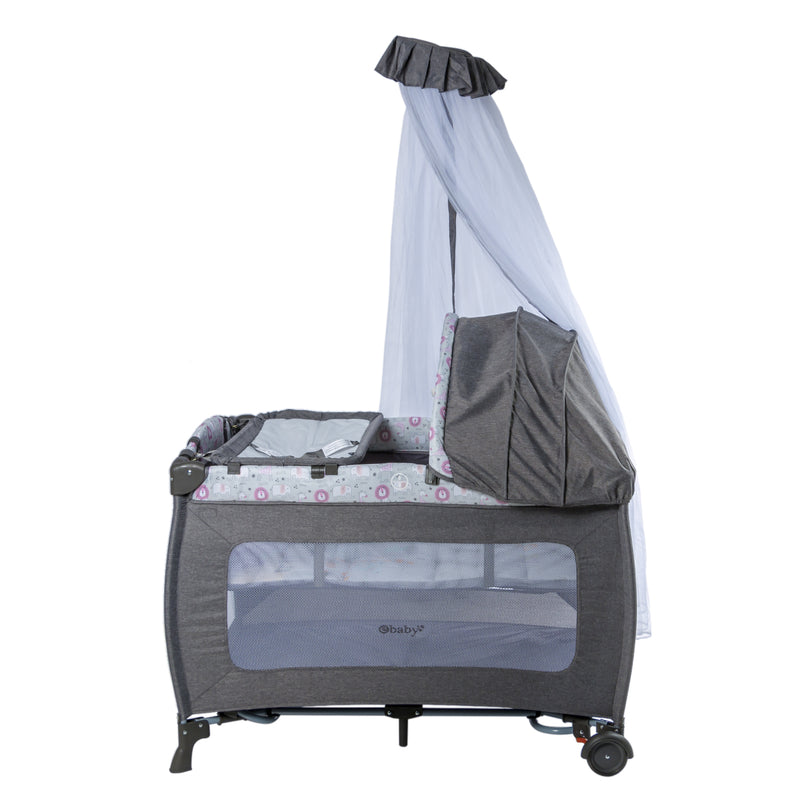 CUNA CORRAL MECEDORA SALLY EB716-3 OH EBABY GRIS - ROSADO