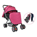 COCHE CUNA REVERSIBLE PASEADOR + BOLSO DALLAS ROSADO HAPPY BABY